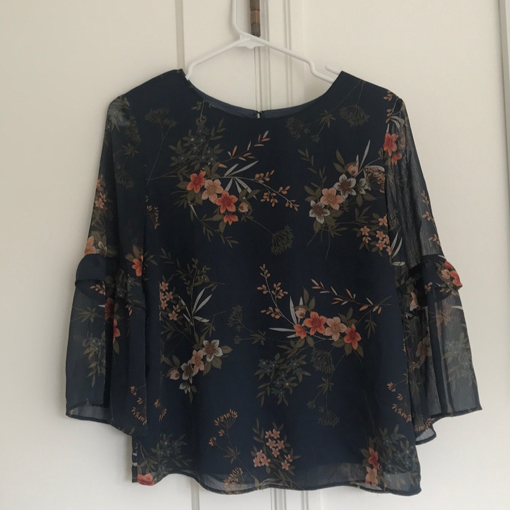 Banana Republic Dark Blue Floral Blouse